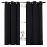 Halloween Pitch Black Solid Thermal Insulated Grommet Blackout Curtains/Drapes for Bedroom Window (2 Panels, 42 inches Wide by 63 inches Long, Black)