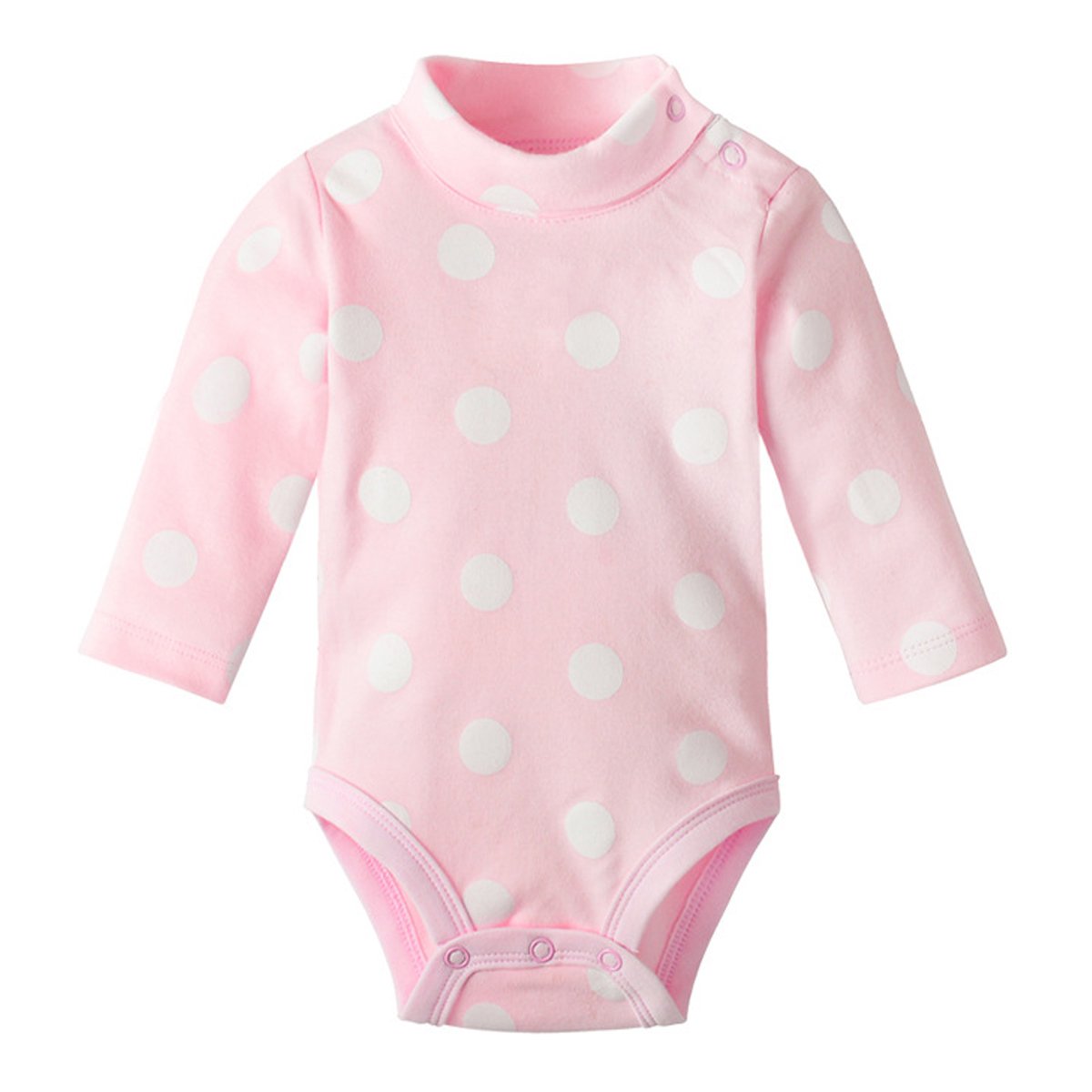 Kanodan Baby Cotton Outfits Newborn Button Romper Long Sleeve Climbing Cloth (Pink, 24M)