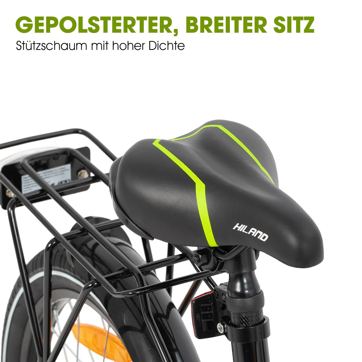 HILAND 16/18/20 Zoll Kinderfahrrad Mountainbike Kinder MTB für Jungen und Mädchen ab 4 5 6 7 8 9 Jahren Licht Gepäckträger Stützräder/Ständer, Schwarz/Weiß