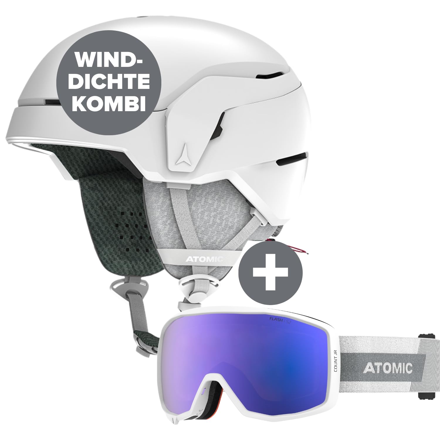 ATOMIC Count JR Ski Helmet & Ski Goggles for Children and Teenagers – Helmet White Heather Size