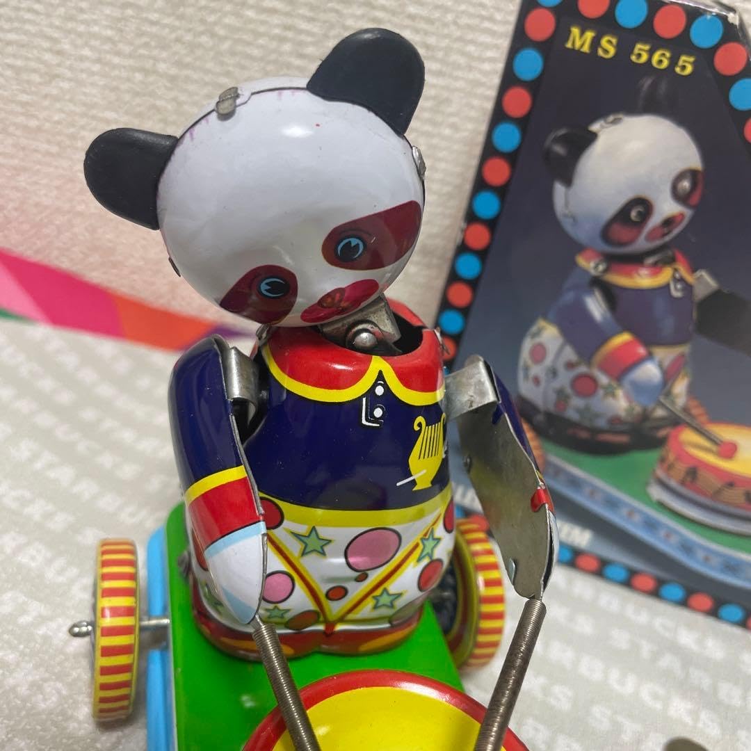 デッドストック レトロ ブリキ ゼンマイおもちゃ パンダ ドラム レトロ