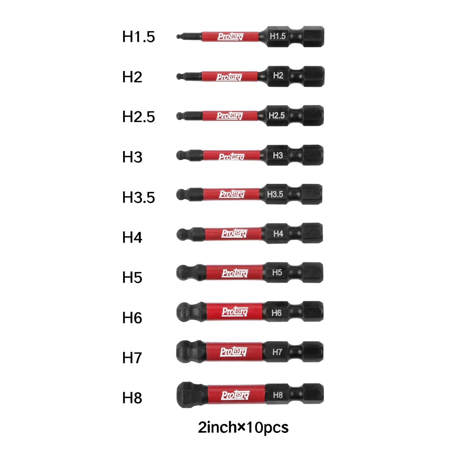 TRA-Impact Power Bit Set W/clip, Hex Ball End Bit Set H1.5-H8, 2 Inch Length Industrial Strength 1 4 Hex Shank