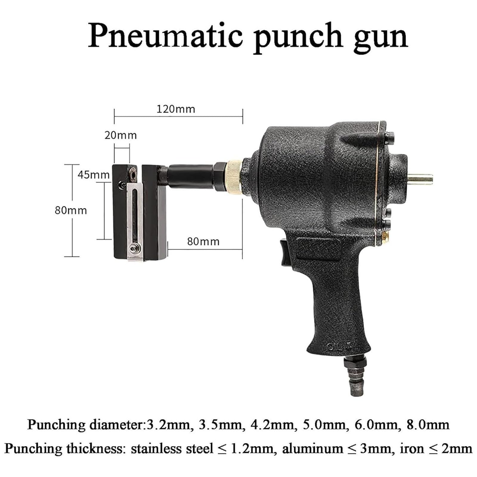 Perforadora Neumática Industrial De 3,2-8 Mm, Máquina Perforadora De Agujeros Redondos De Alta Resistencia para Placas De Hierro Y Metal, para Puertas, Ventanas, Hierro