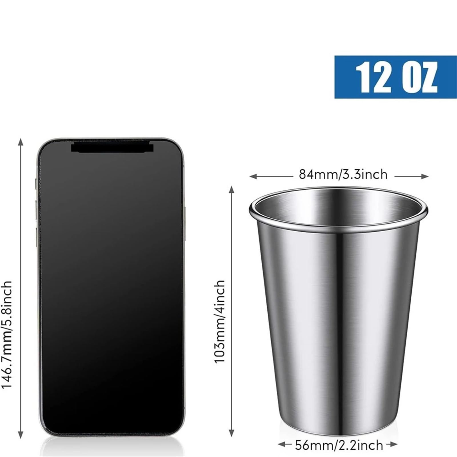 6pcs Camping Cup Sets Stainless Steel Pint Für Kaffee | For Erwachsene Tumbler Metall 12oz stapelbare Trinkgläser Reise 350ml