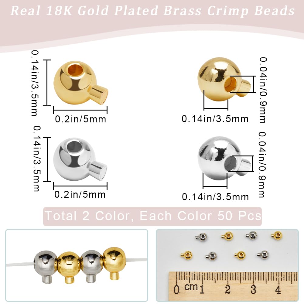 Beebeecraft 100 pz Perline In Ottone Placcato Oro 18K Perline Distanziatrici In Metallo Forma Irregolare Tappi Distanziatori Perline 3.5x5mm per Creazione di Braccialetti Collane Fai Da Te