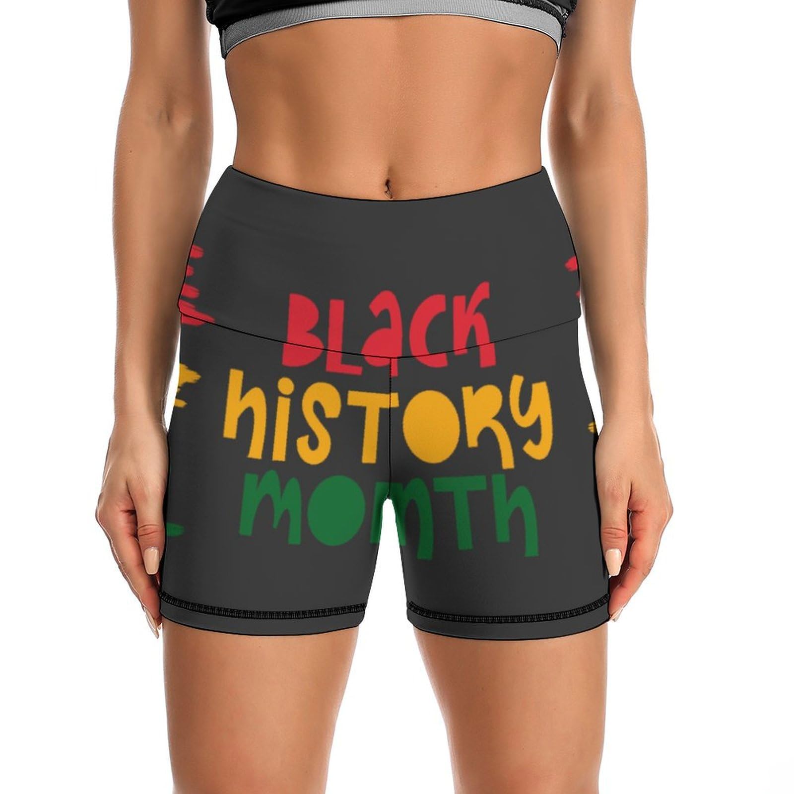 JYYAU Black History Month 2023 High Waist Yoga Shorts for Women Athletic Shorts Leggings Running Pants