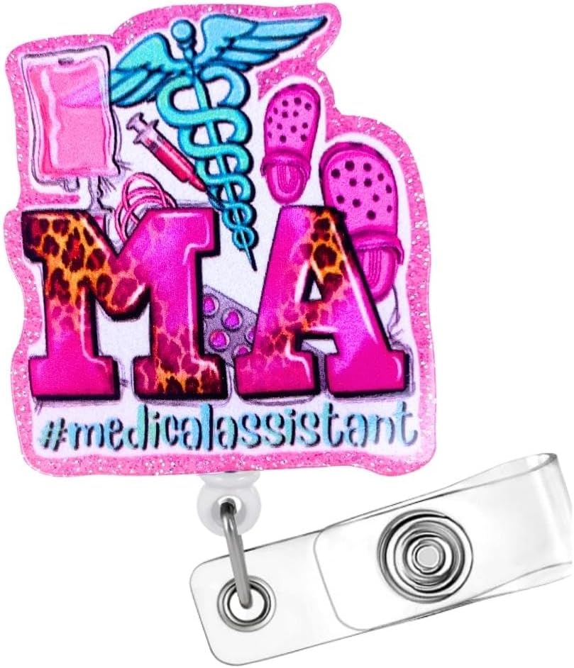 MA CMA Badge Reel for Medical Assistant & Certified Medical Assistant; Nurse, Nurses, Nursing Assistant ID Lanyard Retractable Holder Accessories Gifts Essentials Supplies for Work
