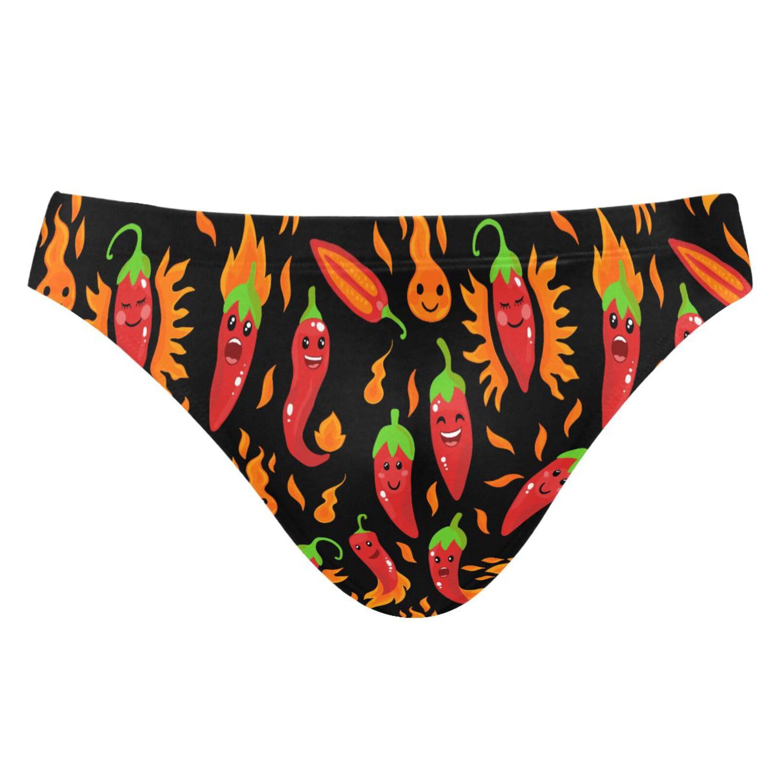 JHKKU Men's Cartoon Chili Peppers Swim Briefs Sexy Bikini Swimwear Quick Dry Swimsuit with Drawstring L