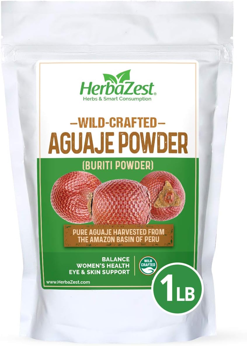 Aguaje Powder – 16 Ounce (1 Full LB) – Vegan & Gluten Free – Wild Crafted & 100% Pure – Perfect for Smoothies, Baked & Non-Baked Goods, Yogurt & Cereal, Ice Cream & More