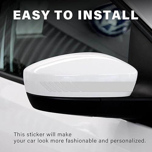 Miniatura 5 de Dickno 2 calcomanías para espejo retrovisor de automóvil, 5.51 x 0.55 pulgadas, impermeables, para espejo retrovisor lateral, rayas universales de