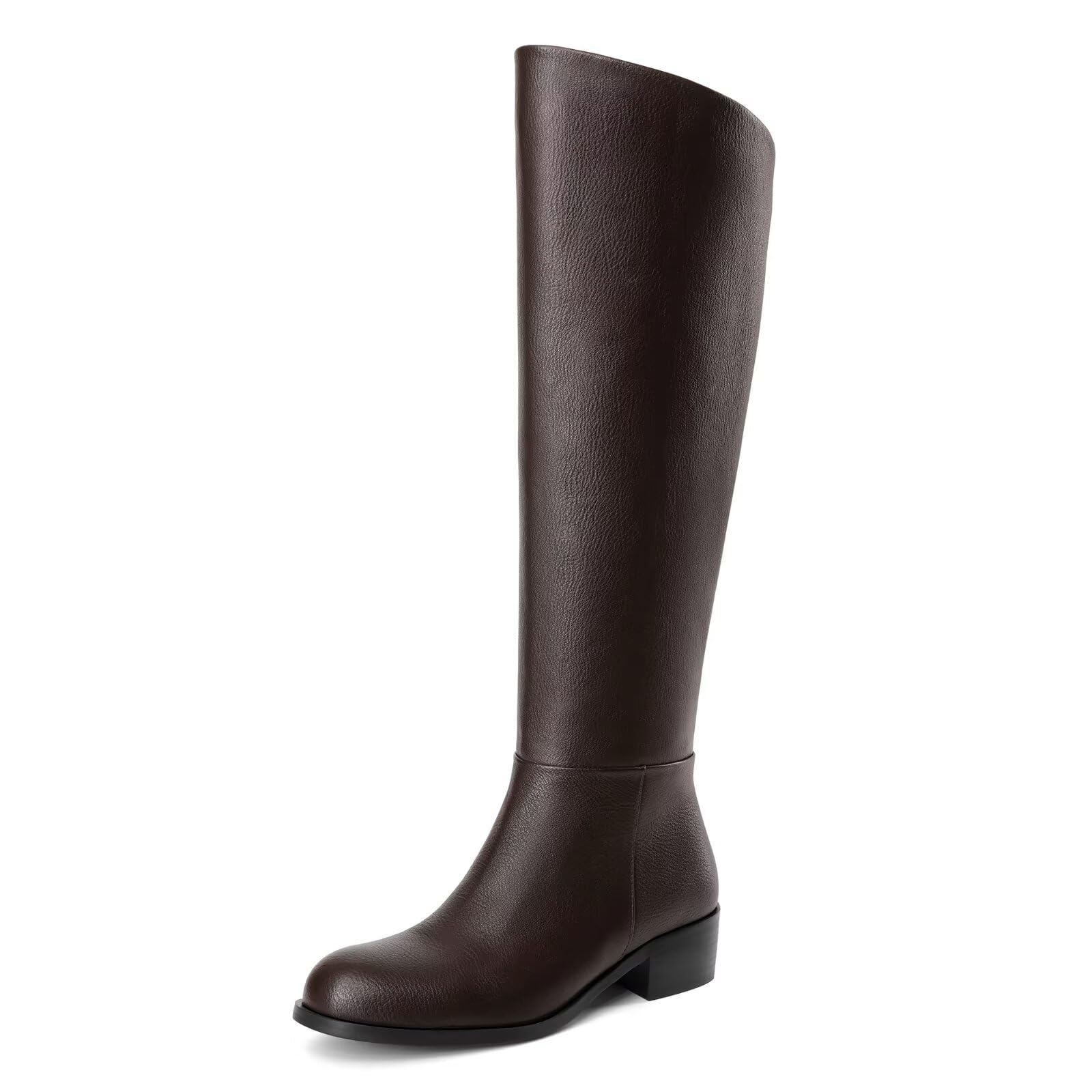 Knee High Boots For Women Rounded Toe Low Chunky Heel Tall Boots Fall Back Zipper Long Riding Boots