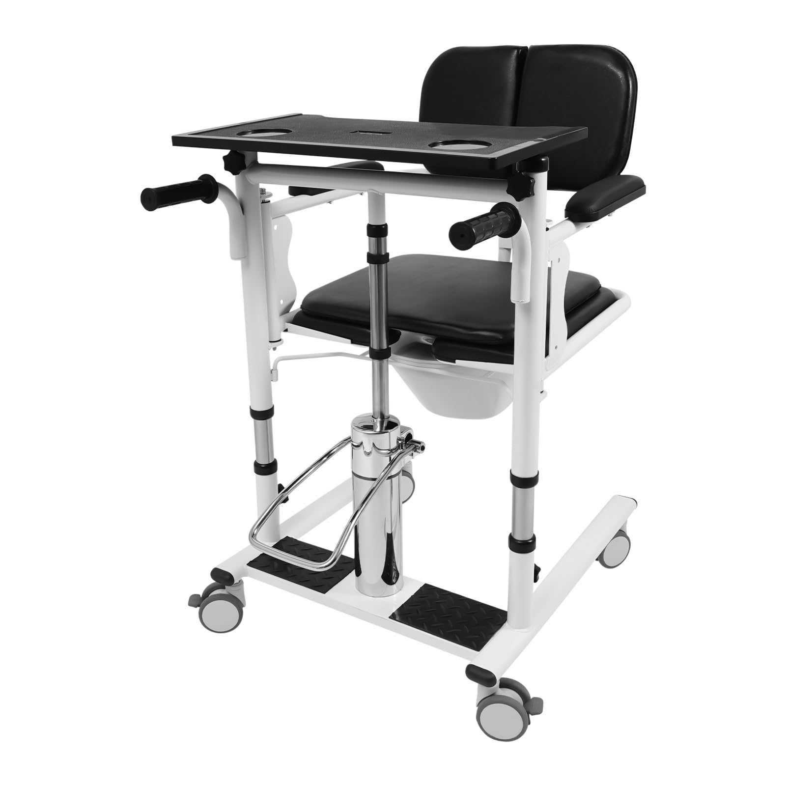 330LB Hydraulic Patient Lift Transfer Chair, Mobility Elderly Aid Shower Chair for Elderly and Disabled, Bedside Commode Toilet for Home and Hospital Care, for Households, Hospitals, Nursing Homes