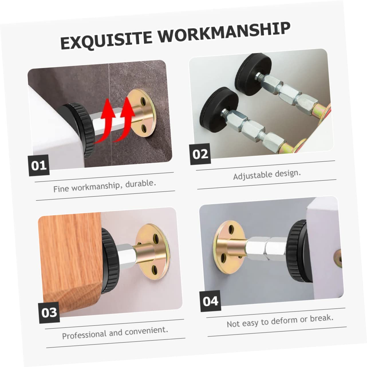 STOBAZA 4Pcs Adjustable Headboard Stoppers Shake Bed Frame Fixers for Noise Reduction Easy Install No Drilling for Gaps Between Furniture and Walls