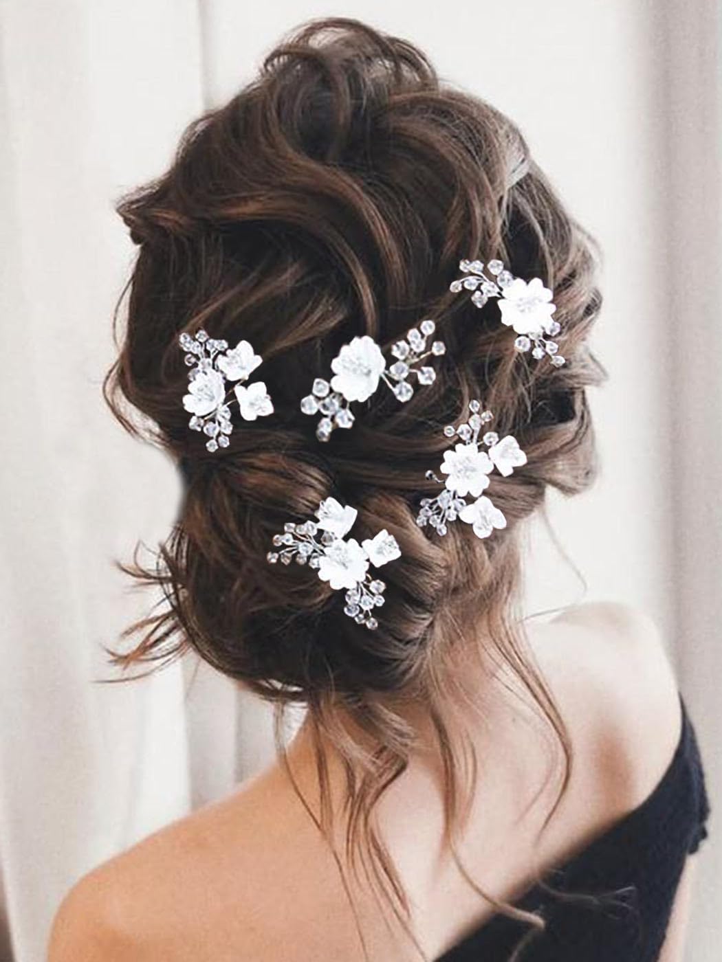 Edary Lot D'Épingles à Cheveux Fleur Et Perles Pour Mariée - Accessoires Coiffure Mariage (3-5 Pièces)