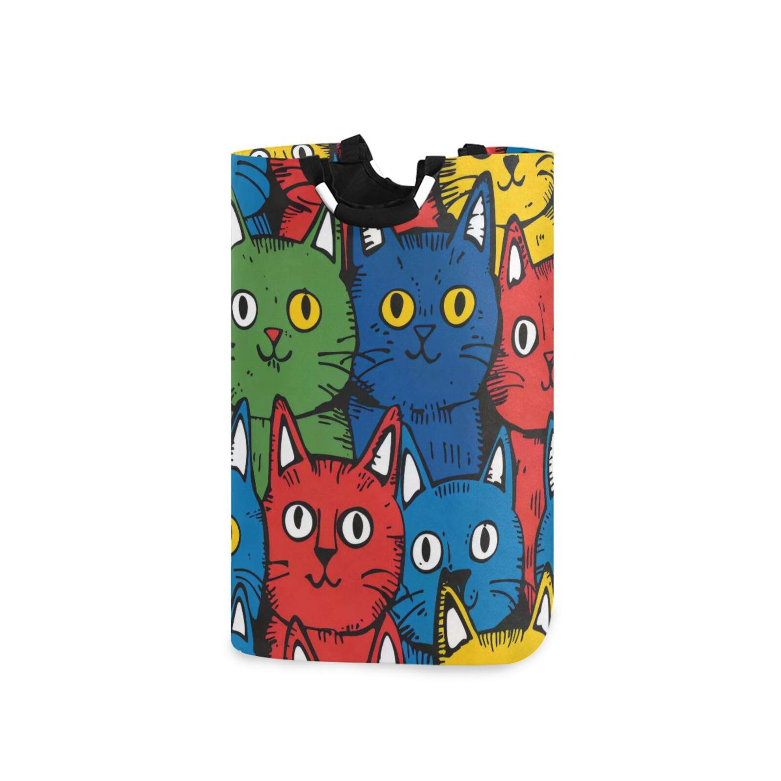 Jihqo Laundry Hamper Basket Comic Cats Colorful Collapsible Nursery Storage Bin Waterproof Clothing Baskets for Home Bedroom Bathroom Washing Room