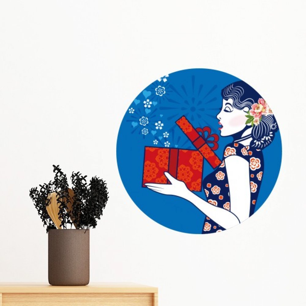 Stickers muraux bleu culture chinoise amovible pour deco salon