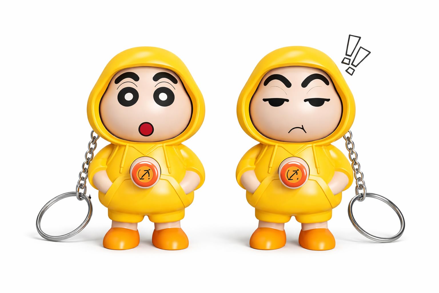 Pack of 2)ShinChan Face Changing Keychain Toy with 3 Expressions