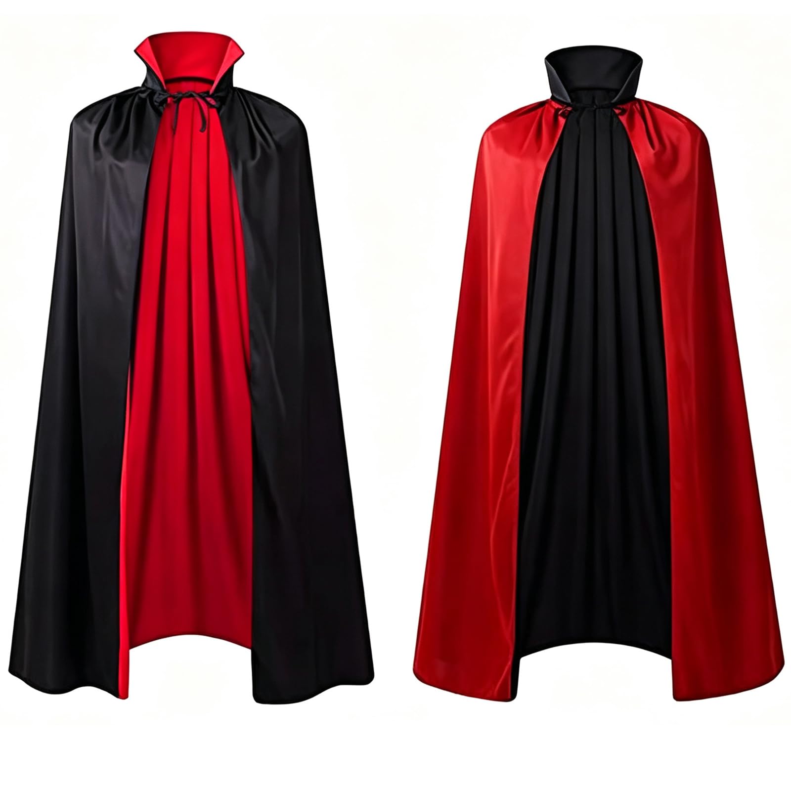 KTJEGE 56 Inch Reversible Black Red Cape Adult Vampire Costume