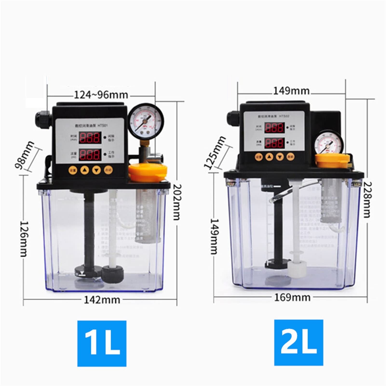 Mini Bomba pequeña 11 0V 1/2L CNC Lubricador de Bomba de lubricación electromagnética 1/2 litros Bomba lubricante Bomba de Aceite lubricante (Voltage : 2L with Oil Gauge)