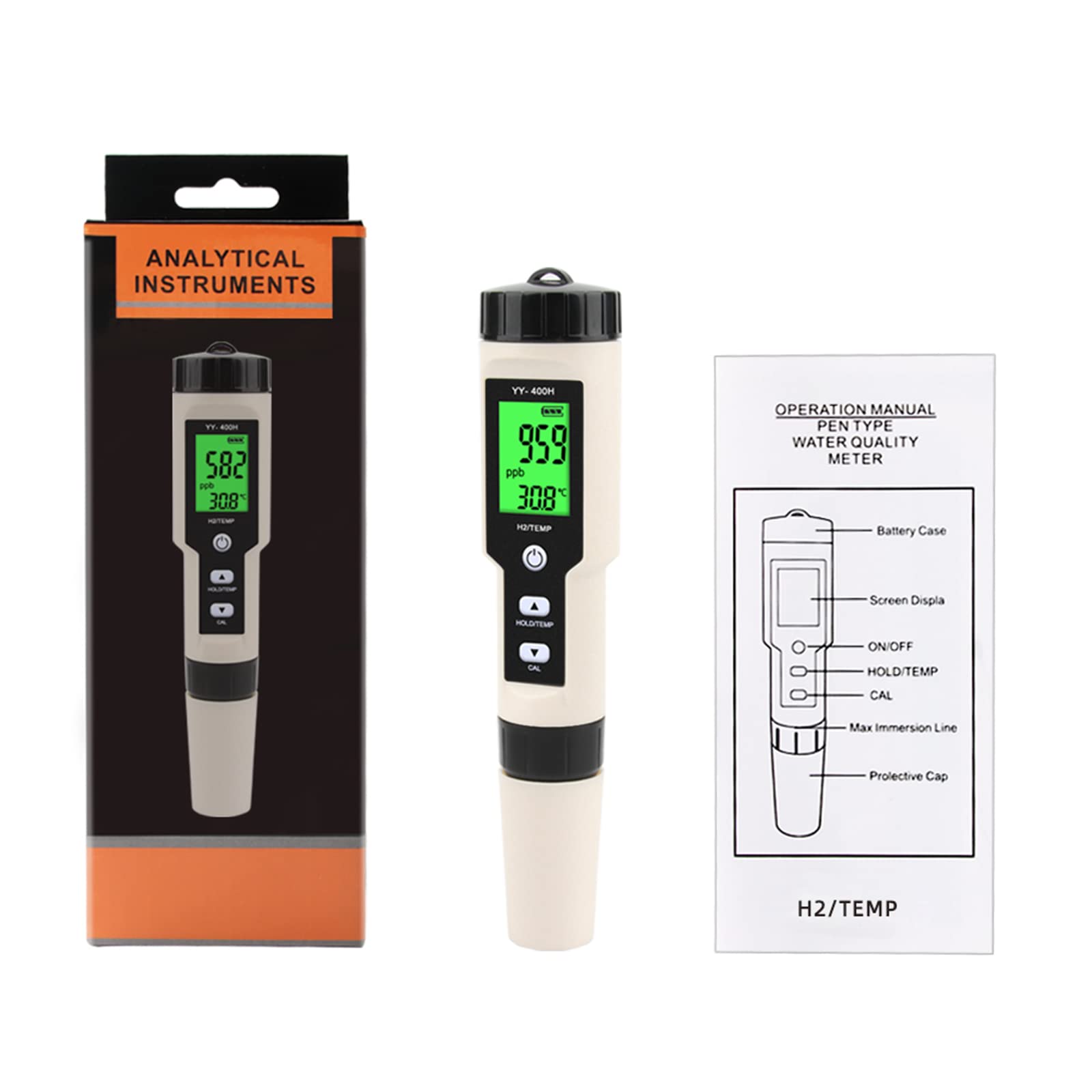 Wasserstoffmessgerät 0-4000 Ppb / 0-4.000 Ppm Wasserstoffgeneratoren Wasserstoffreicher Wassergenerator Datenspeicher Hintergrundbeleuchtung ATC Funktionsmessgerät Wasserstofftester