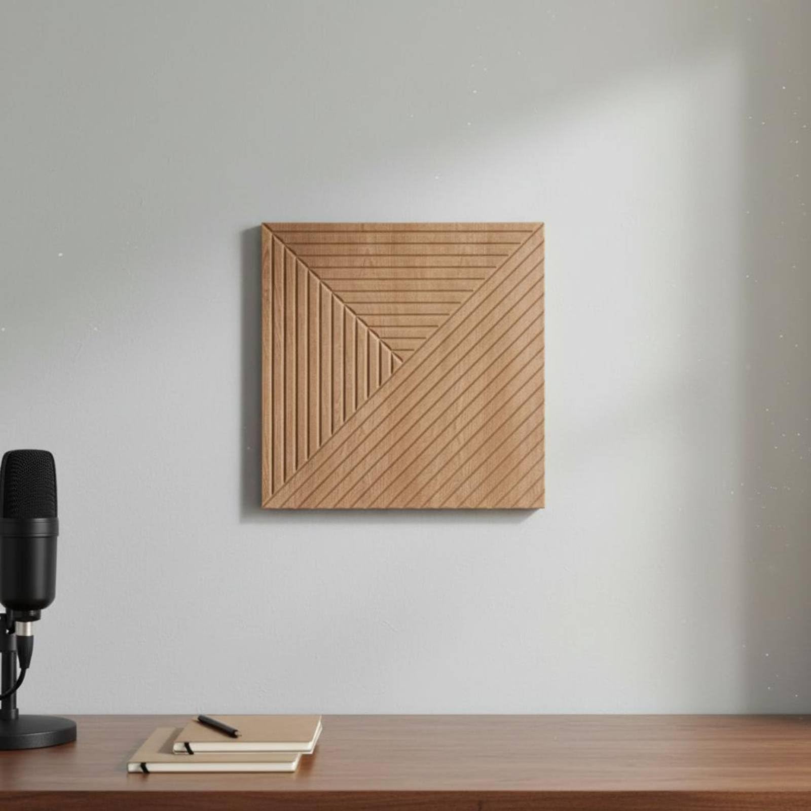 Gralara Pannello Acustico Fonoassorbente Parete Isolante Rivestimento Decorativo Fonoisolante in Feltro Poliestere con Trama Legno per