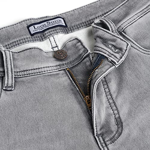 Image of LOUIS STITCH Mens Jeans Italian Cloth Denim Mid Rise Super Stretch Butter Comfort Relaxed Fit Jeans for Men (LSJNC-BU92)
