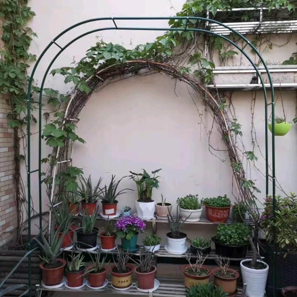 Metall-Pergola-Rankgitter, Outdoor-Gartenlaube, Torbogen, Hochzeitsbogen, Zeremonie, Lichterkette, Ballonwisteriagrapevineclematis, Hof, Rasen, Garage, Breite 140 cm, 281,9 cm, Schwarz, Weiß, Grün