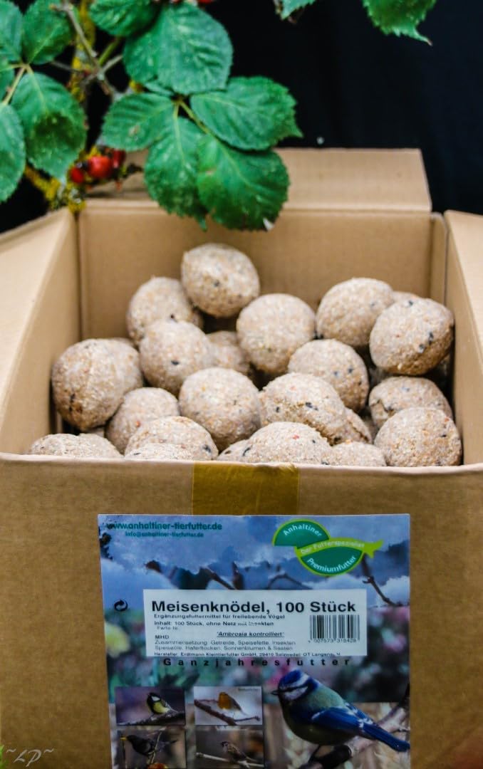 Anhaltiner Meisenknödel 100 Stück ohne Netz mit Insekten Vogelfutter Wildvogelfutter Meisenfutter eigene Produktion in Deutschland hergestellt