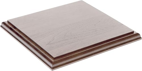 Miniatura 3 de Plymor Base cuadrada de madera maciza de nogal con borde Ogee, 4.875 pulgadas de ancho x 4.875 pulgadas de profundidad x 0.75 pulgadas de alto (área