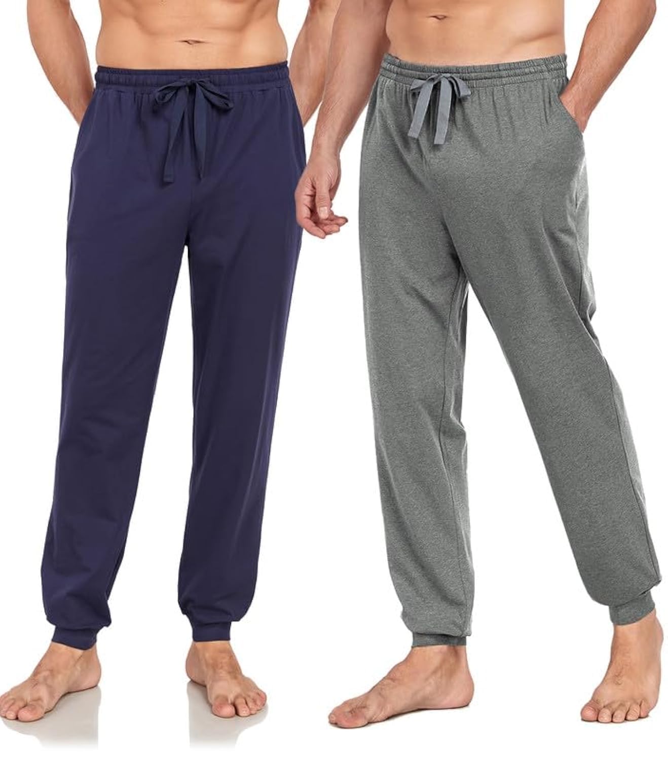 COLORFULLEAF Pantalones de pijama largos para hombre, pantalones de pijama con puños, pantalones de chándal para hombre, 1/2 unidades