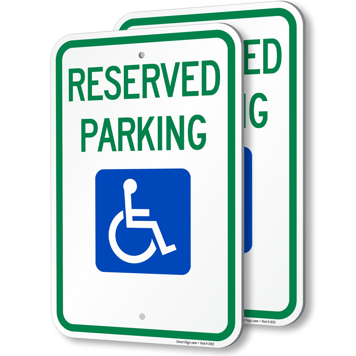 SmartSign (Pack of 2) 18 x 12 inch Federal Handicap Reserved Parking Sign, 120 mil Aluminum Composite (ACM), Engineer Grade Reflective Material, Blue/