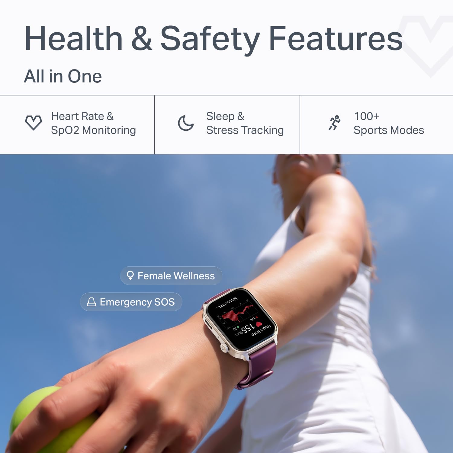 boAt Storm Call 4 India's first Smartwatch with Type-C Charging,1.96”(4.97 cm) HD Display, Functional Crown, BT Calling, Sports Modes, Heart Rate, SpO2, Sleep & Stress Tracking, SOS, IP68(Velvet Wine) — Amazon image 7
