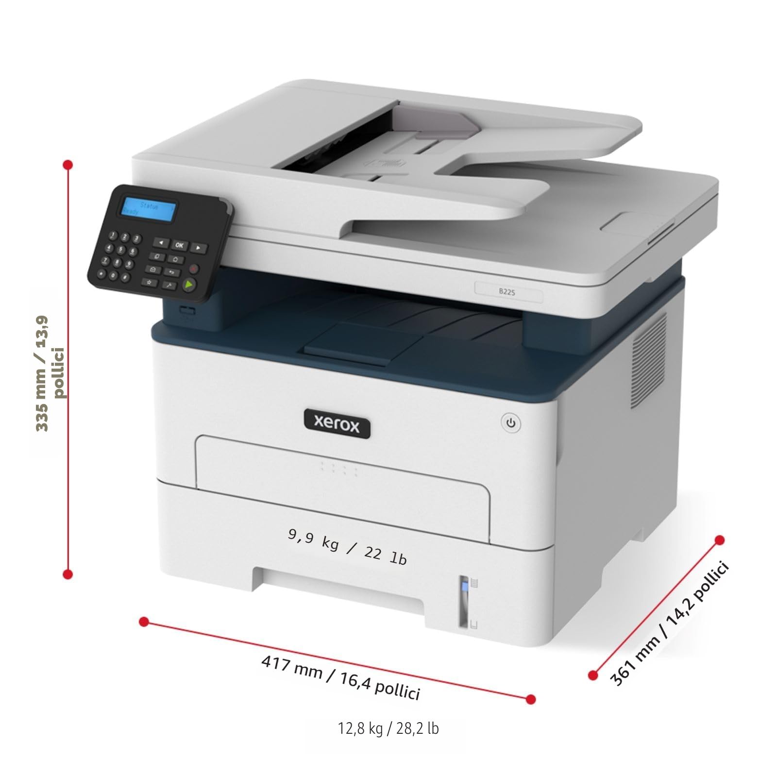 Xerox B225dni Stampante Multifunzione Laser Monocromatica A4 34ppm Wireless Fronte Retro