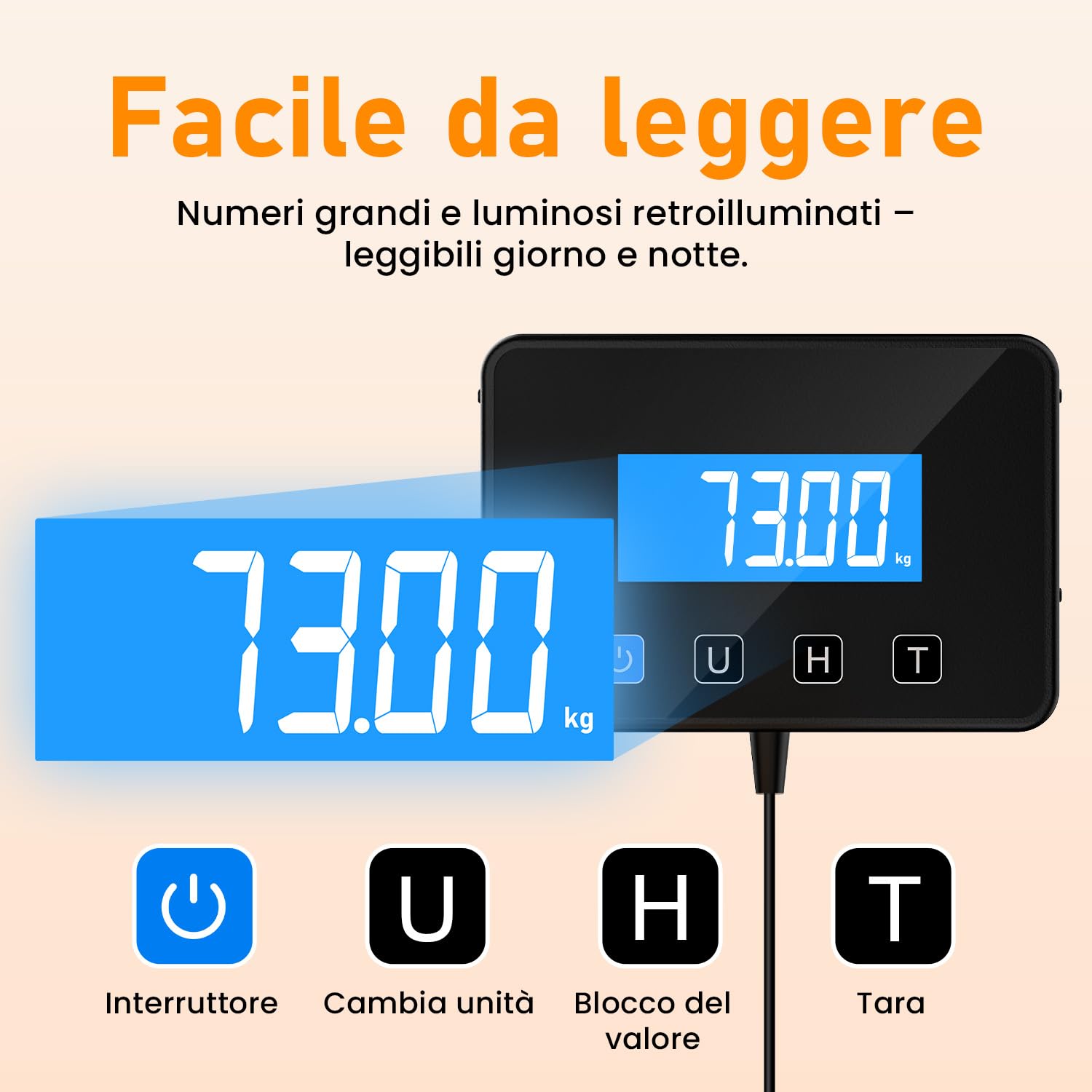 Bilancia Pesa Pacchi Digitale 200kg Professionale con Display LCD da Parete