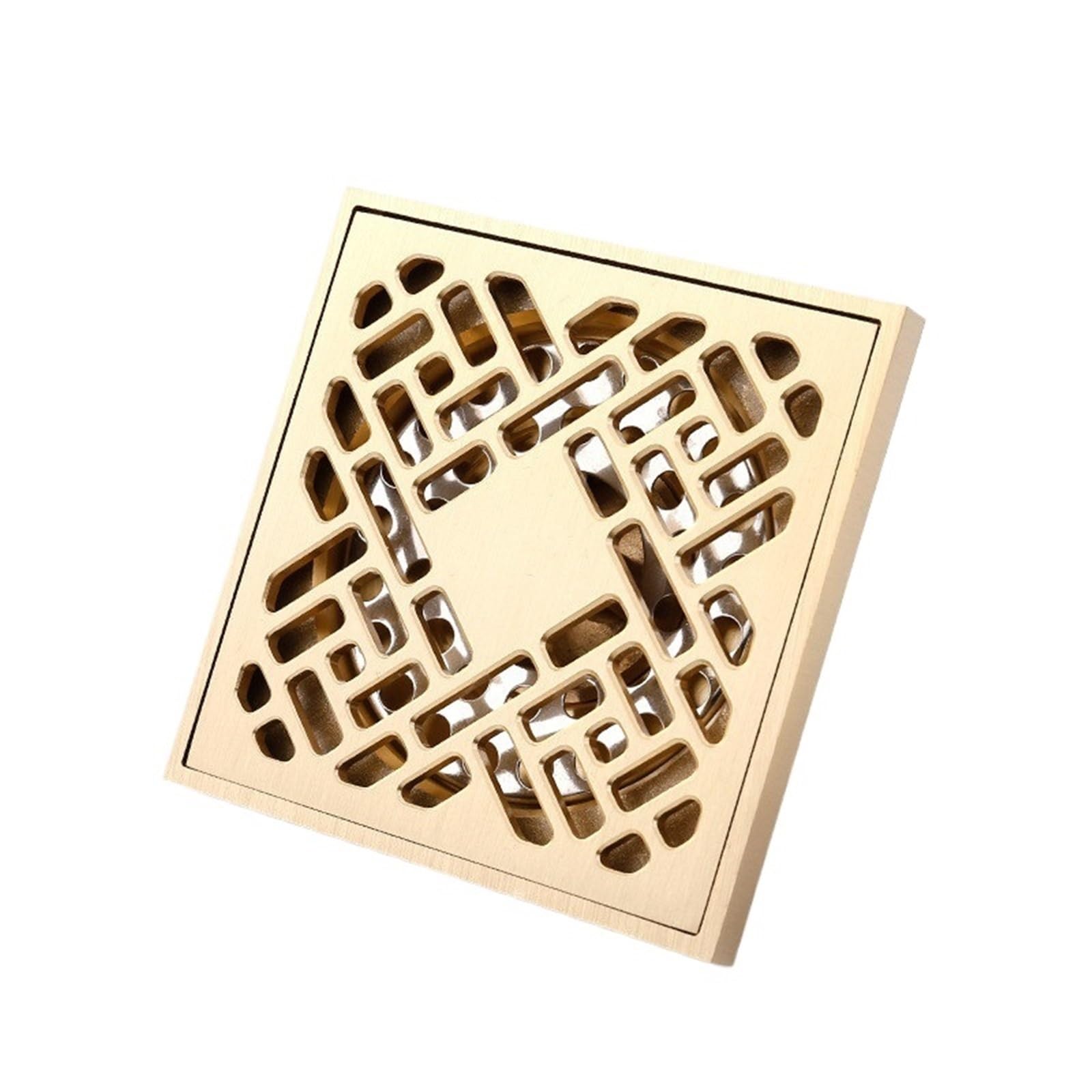 Gulley Grid Pure Copper Floor Drain Bathroom Drainage Large Displacement 10x10cm Accessories(Chinese knot)