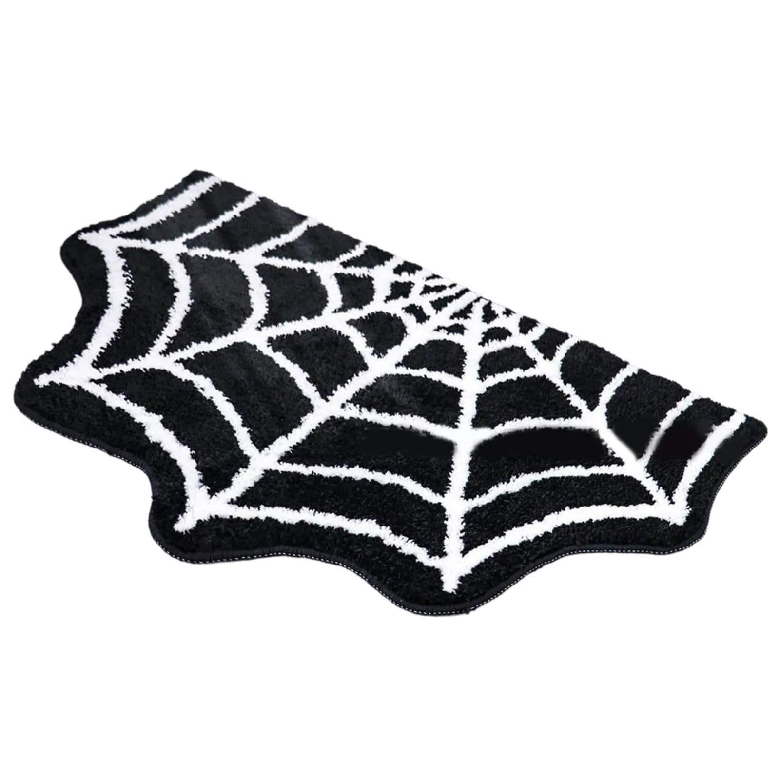 Yhplxyuus Halloween Decors Spiders Web Bath Mats Premium Faux Wool Materials Absorbent Floor Rug Nonslip Base Washable Halloween Floor Mats