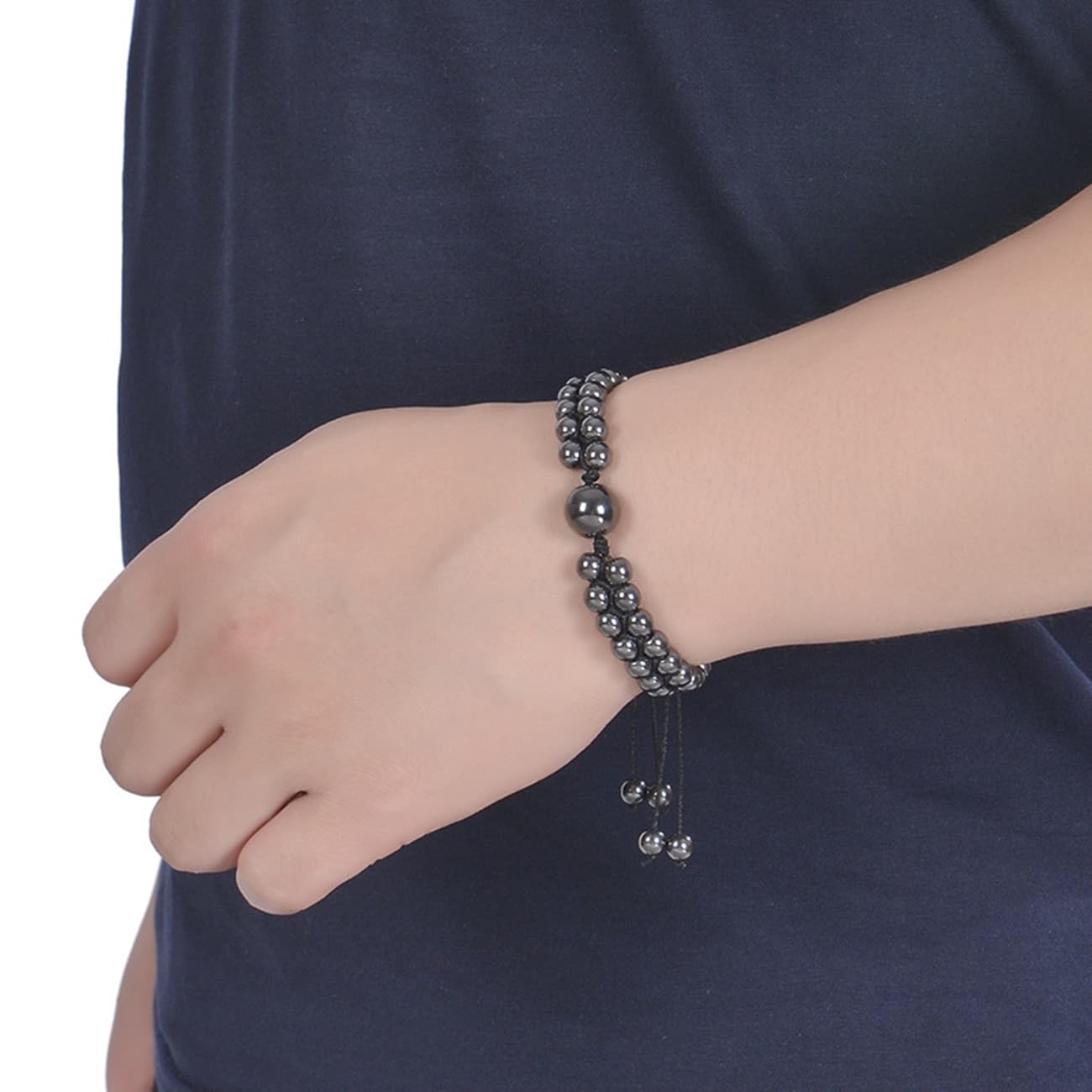 Braccialetti per Gioielli Pietra Naturale Intrecciata a Due Strati Regolabile per Lui e per lei, Bracciale Surfista in Vere Pietre Naturali da 6 mm, Ottima Idea Regalo Fatto a Mano - 21 cm