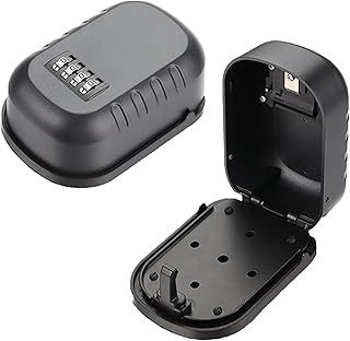 Maizoon Storage Lock Box Removable Waterproof Cover Combination Lockbox Portable 4 Digit Resettable Code Combo Wall Mounted House key Car Key Security Black