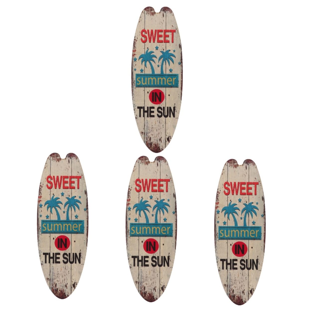 Zerodeko 4stücke Surfboard Wanddeko Vintage Surfboard Holzschild Für Strand Und - Dekoratives Hängeschild Für Partys Und Wohnräume Stil Robust Und