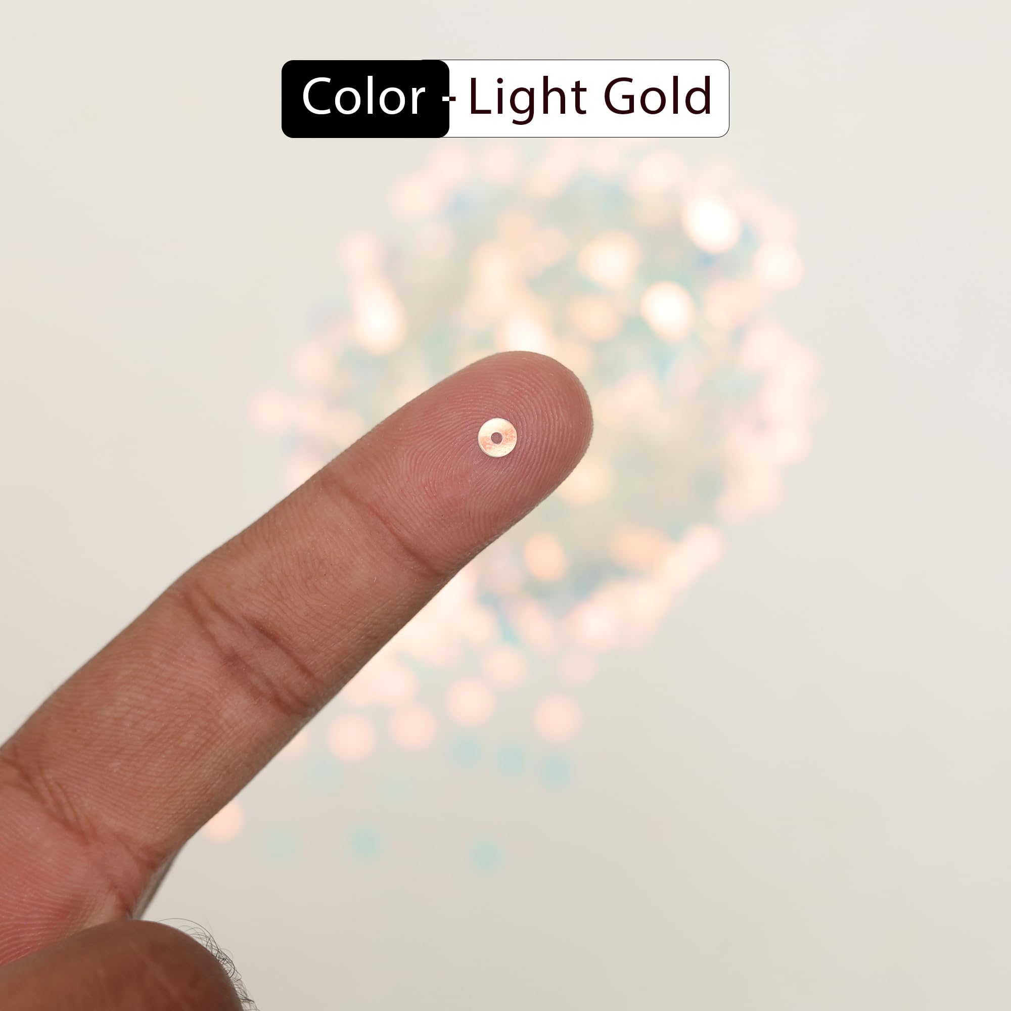 Embroiderymaterial 2.5 MM Sequins Sitara for Craft, Embroidery, and Jewellery Making 50gm (Light Gold, Velvet Finish) 3