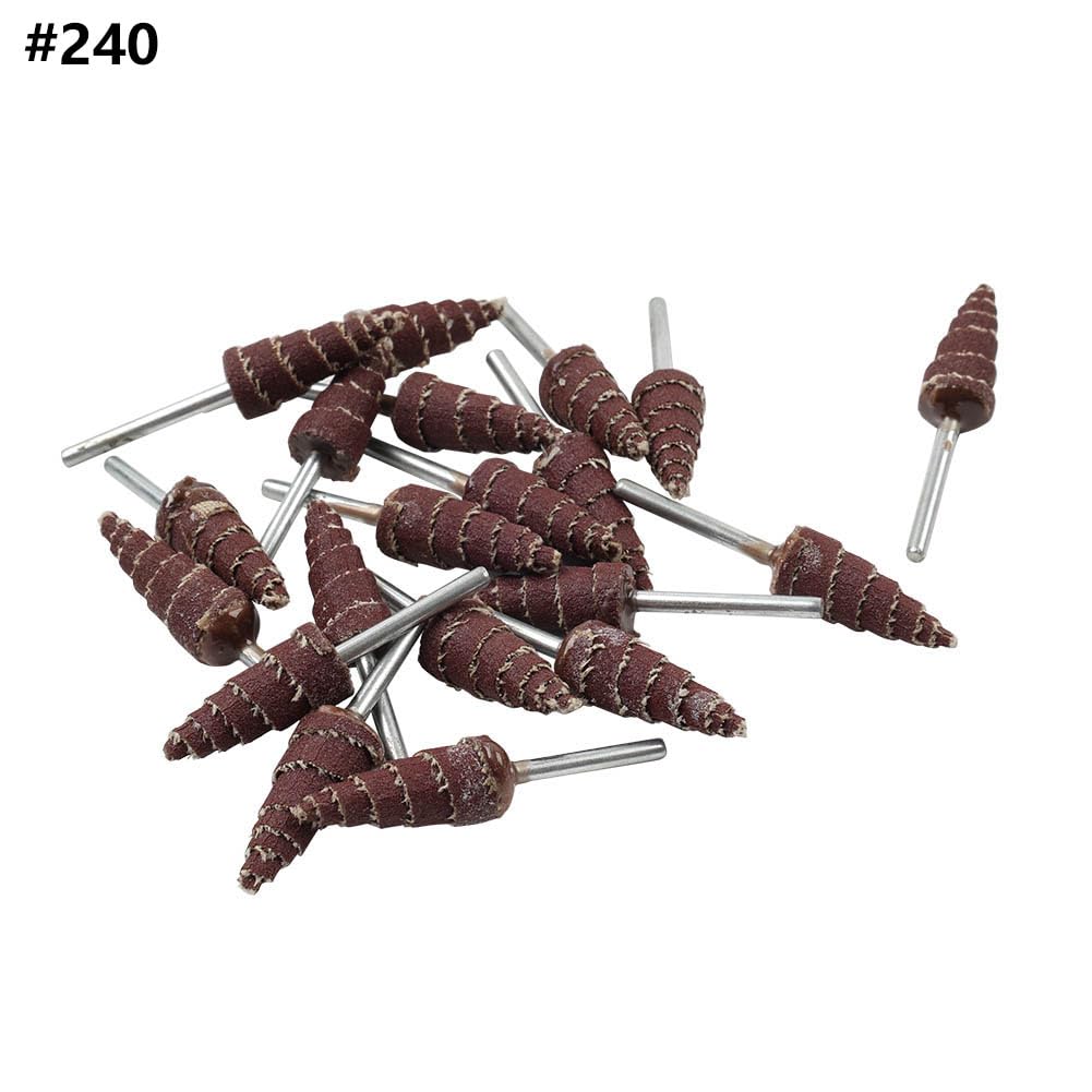 Newsmarts 20pcs #240 Cone Shape Abrasive Sandpaper Polishing Grinding Flap Sanding Wheel Rotary Tool Sandpaper Dark Red