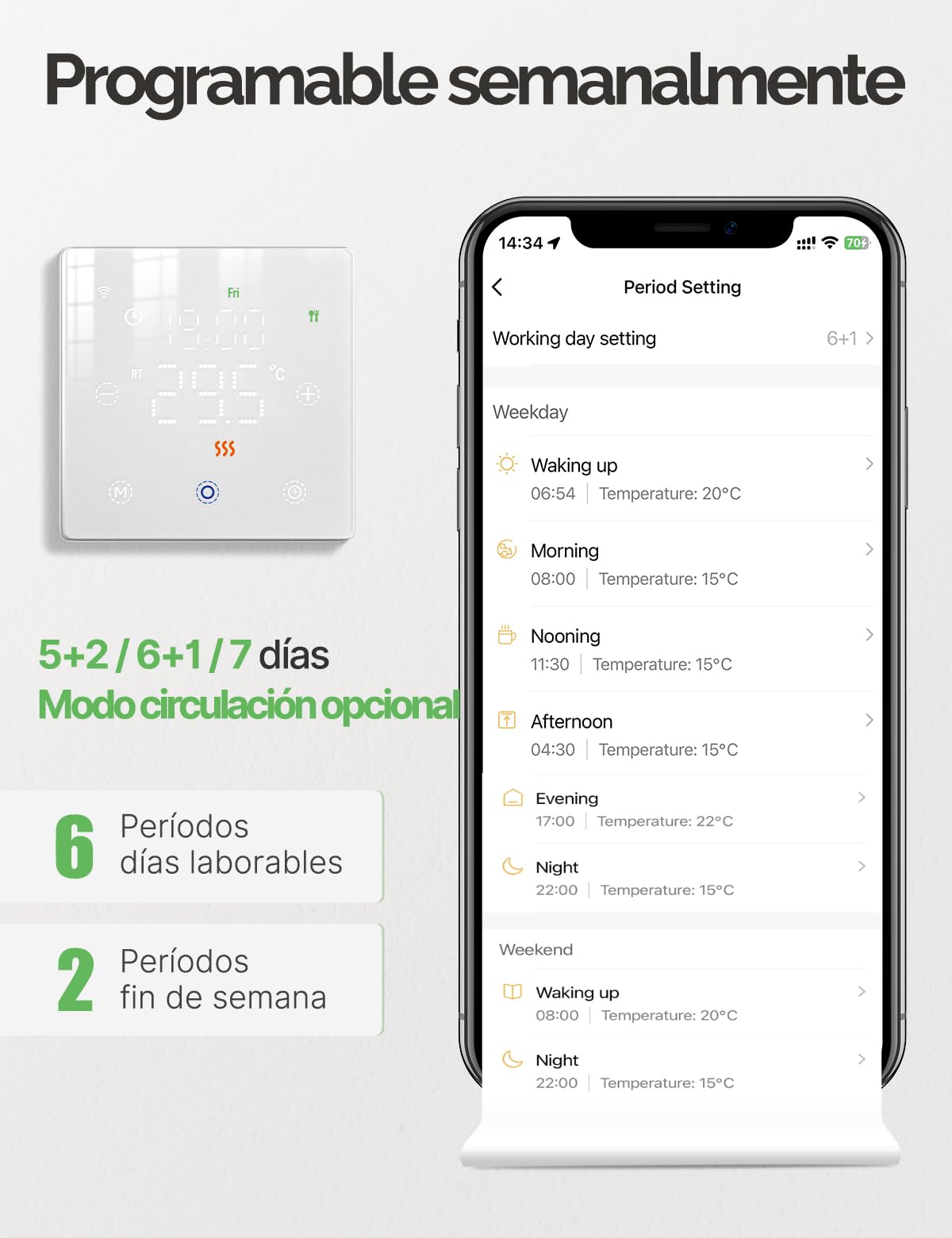 MOES Termostato WiFi a Batería de 2 Hilo | Calefaccion la Caldera Apto para Calderas de Gas, Termostato Programable Controlable por Voz, Compatible, Google