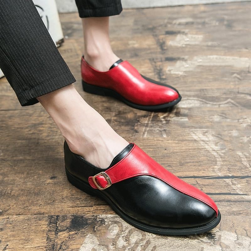 Men Formal Shoes Dress Oxford Monk Leather Comfort Orthopedic Slip On Round Toe Non Slip Block Heel Anti-Slip Slip Resistant Wedding4