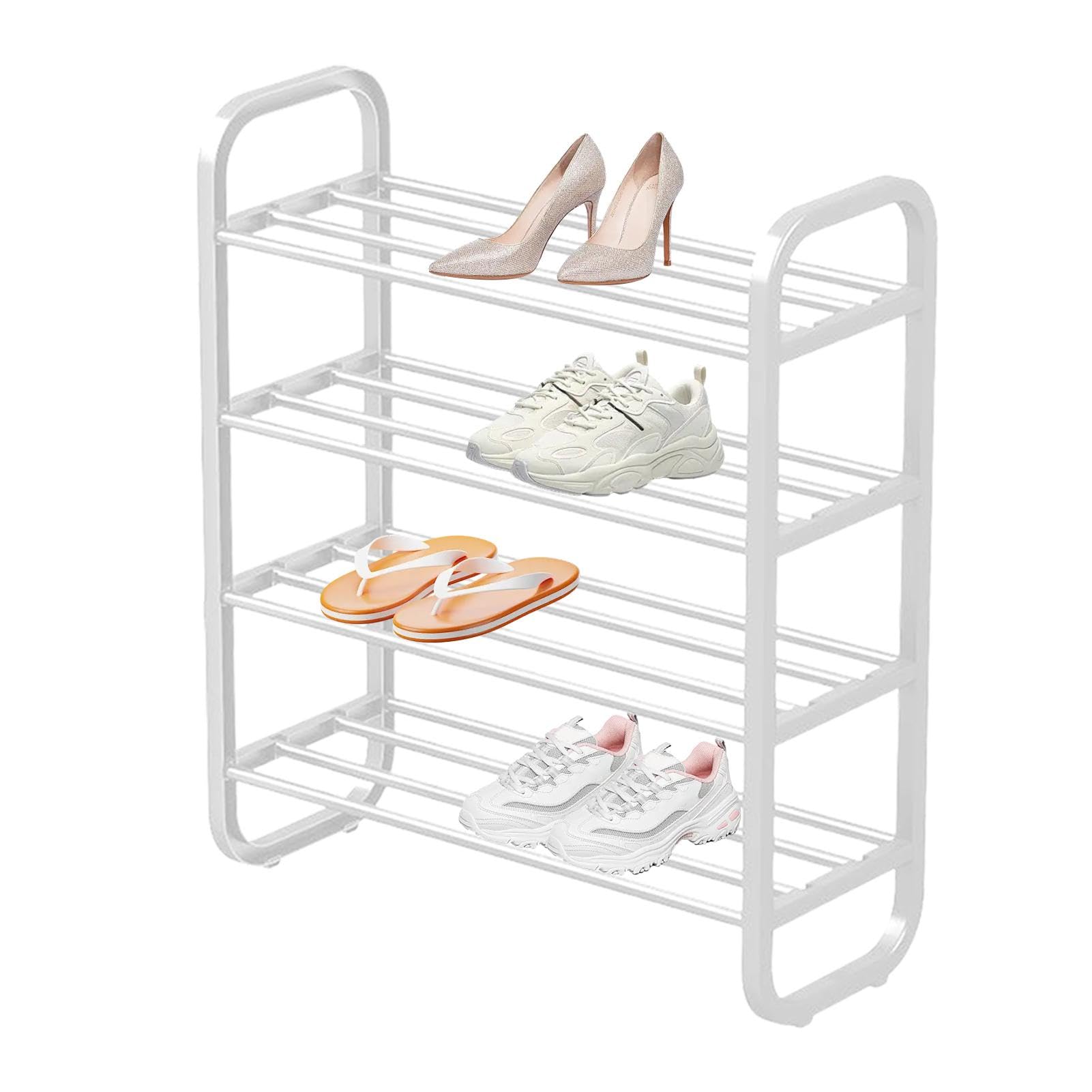 Estante apilable de almacenamiento de zapatos de 4 niveles con diseño alto