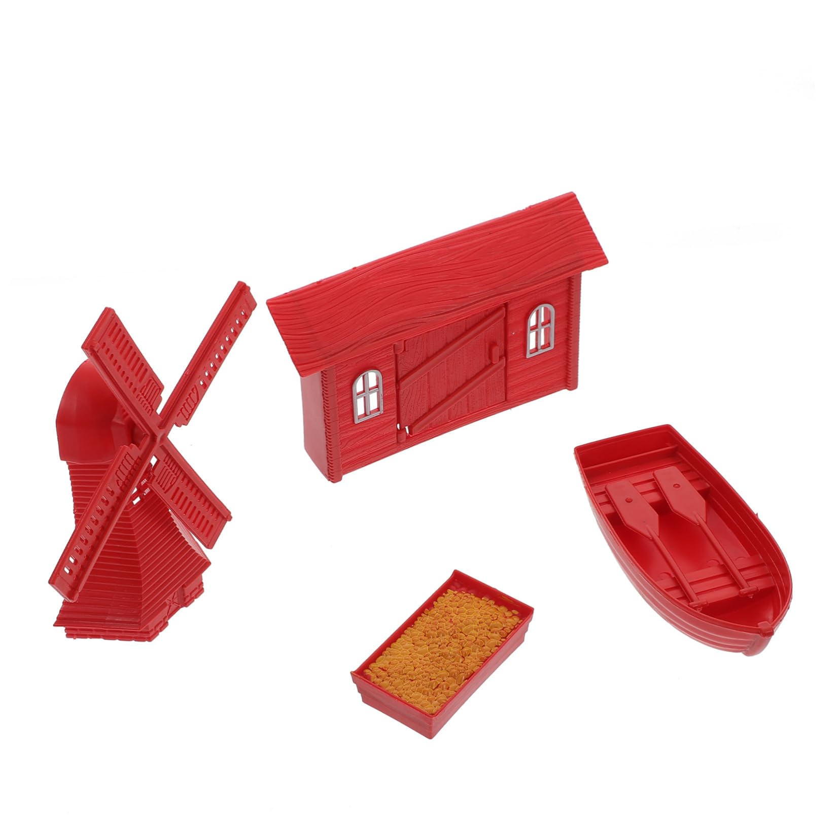 Lurrose 16 Piezas Modelo de Granja Decoracion Miniatura Juguetes Modelo de Granja para niños decoración Juguetes niño Accesorio de diseño en Miniatura Accesorio de Paisaje Molino Rojo