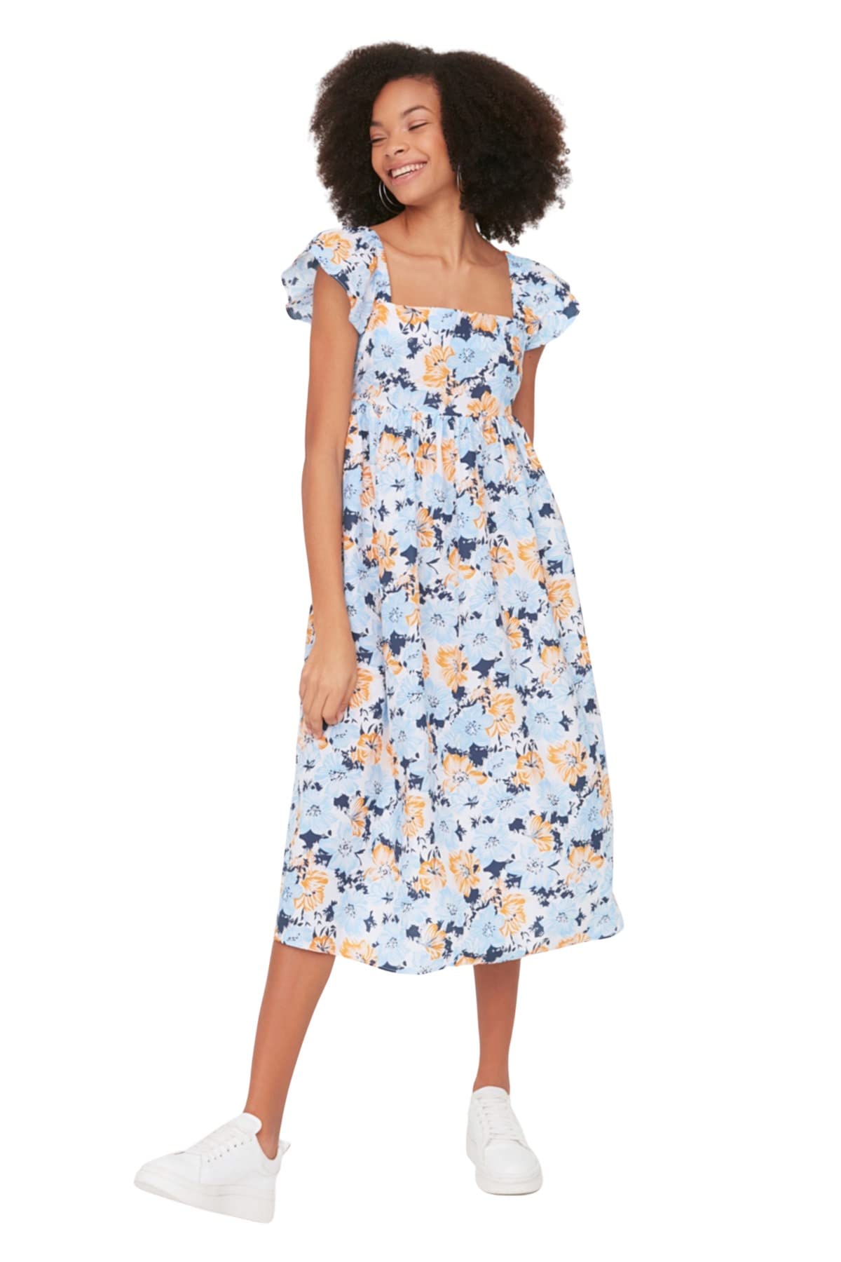 Trendyol Women's Very Colorful Feman Midi Skater Regular Fit Woven Dress,,34