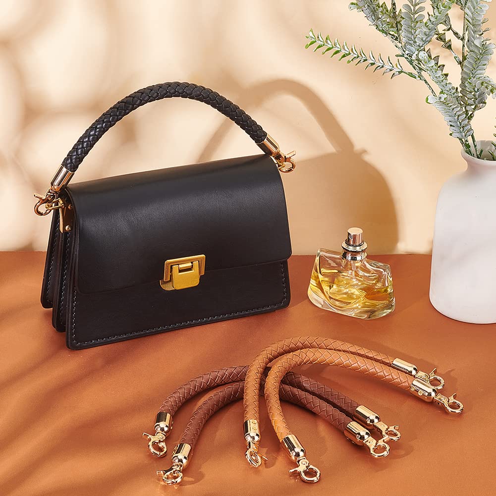 PH PandaHall 6 stks Lederen Korte Portemonnee Handvat, 12,8 Inch/32,6 cm Portemonnee Strap Vervanging Handtas Handvat Purse Crossbody Extender met Licht Gouden Draaibare Sluitingen voor Handgemaakte