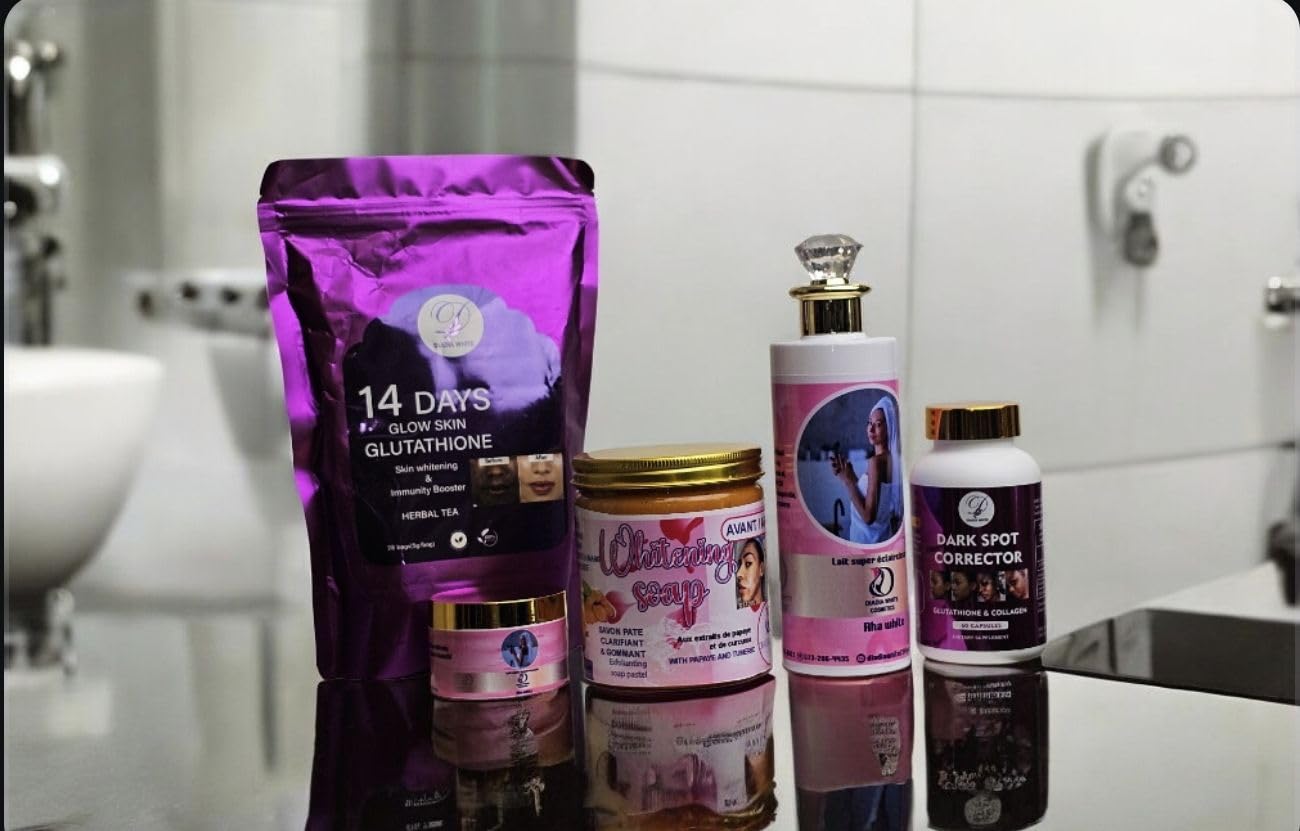 Super Eclaircisant Glutathion Body lotion serum Face Cream Whitening Booster gellule and tea