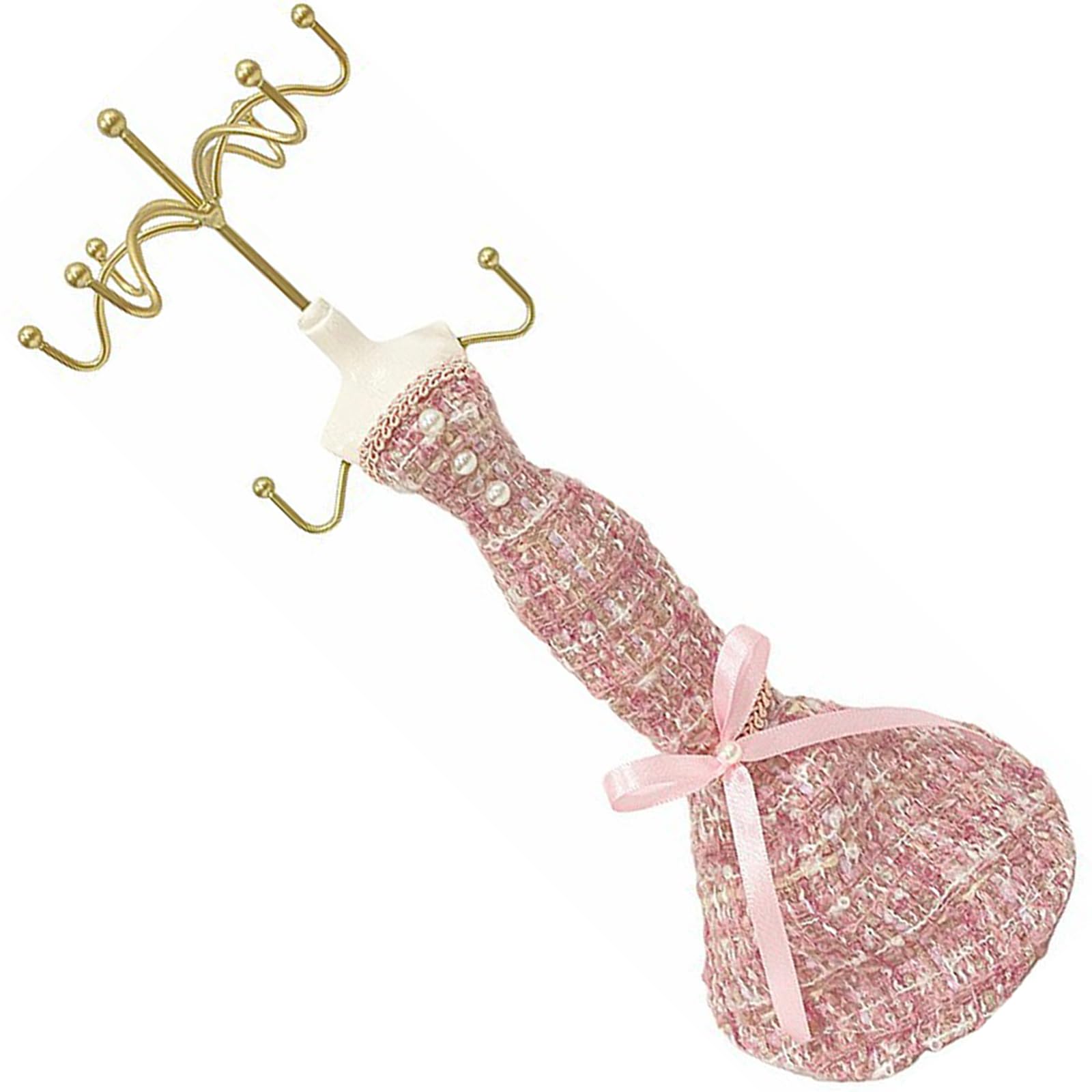 Human Shaped Fabric & Metal Jewelry Display Stand, Compact Sturdy Home Store Compact Jewelry Organizer for Earrings, Rings, Charms, フリーサイズ