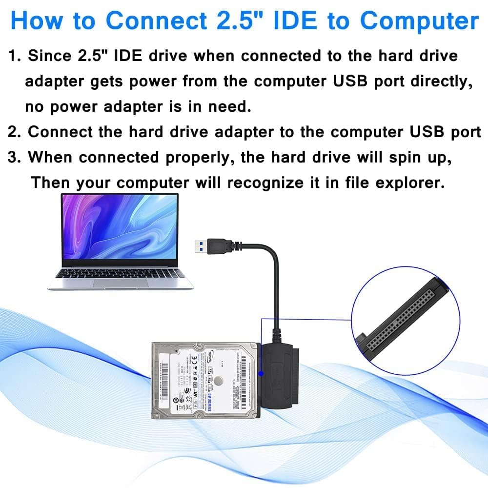SATA/PATA/IDE drive to USB 2.0 adattatore convertitore cavo per HDD SSD 2.5 "3.5" con alimentazione di alimentazione esterna